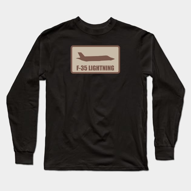 F-35 Lightning II Patch (desert subdued) Long Sleeve T-Shirt by Tailgunnerstudios